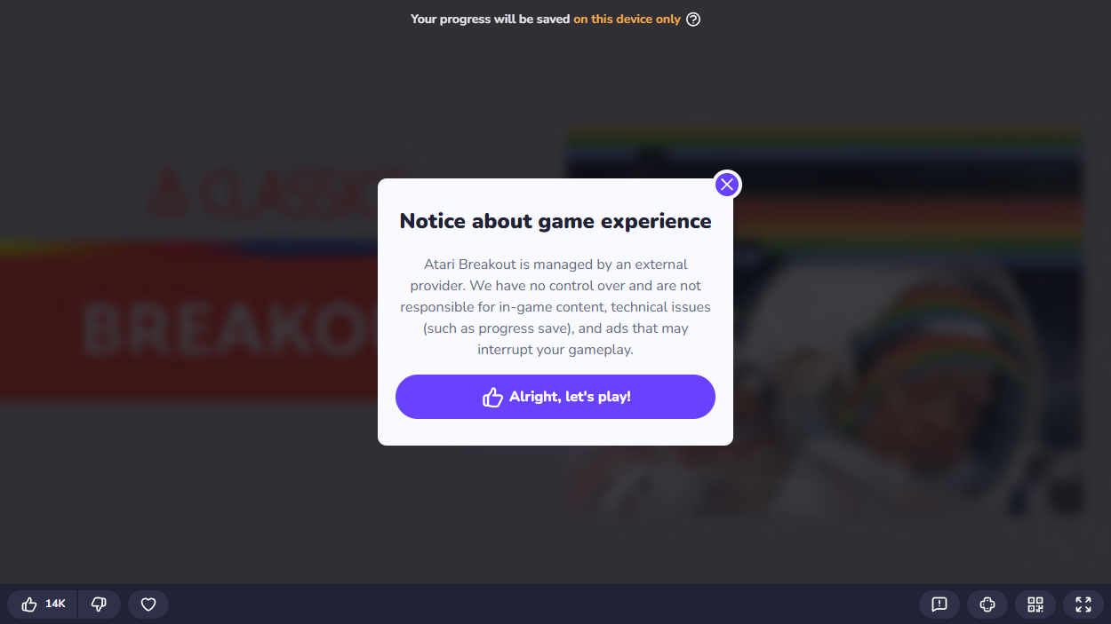 Atari Breakout game thumbnail